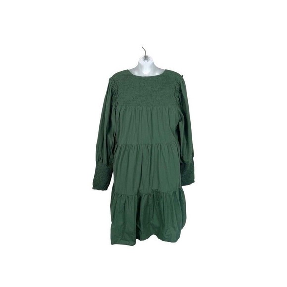Tuckernuck Pomander Place Smocked Dress Womens Size XS Tiered Long Sleeve Green - Picture 6 of 14